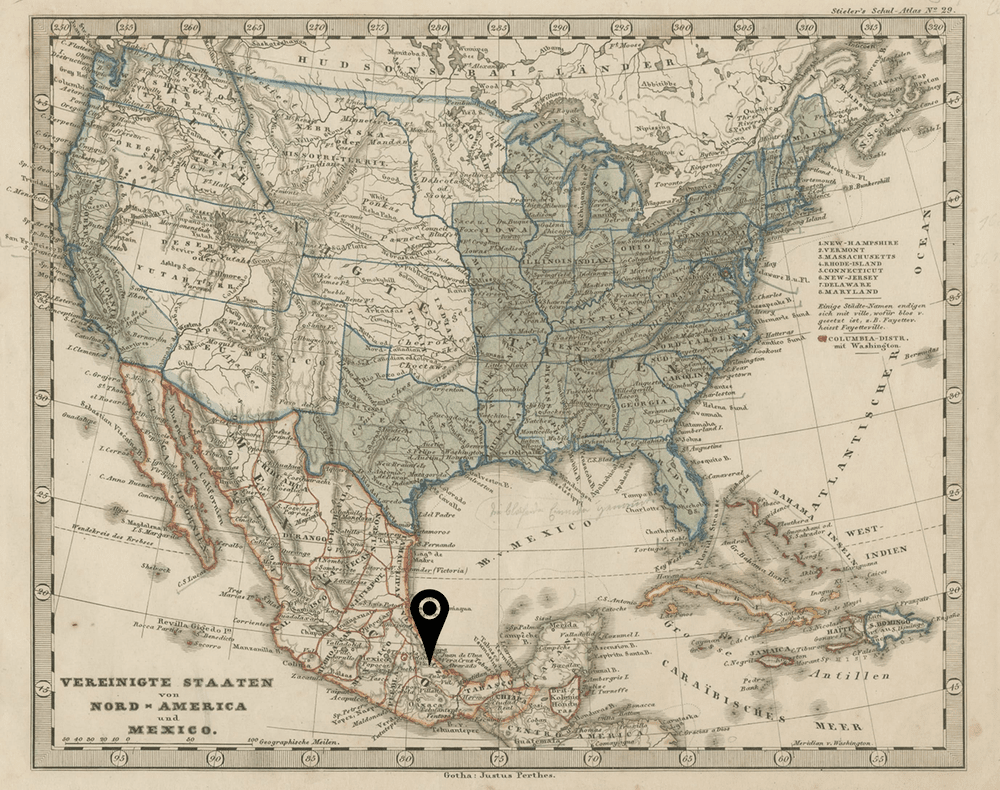 Map of Mexico with Córdoba, Veracruz marked